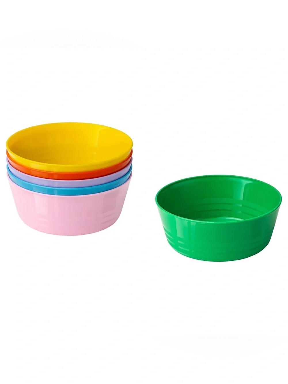 Colorful Bowls & Spoons Set - Yellow, Green, Blue, Pink, Purple, Orange